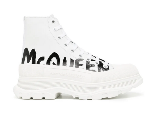 Alexander McQueen Slick Graffiti White Tread Boot Optical