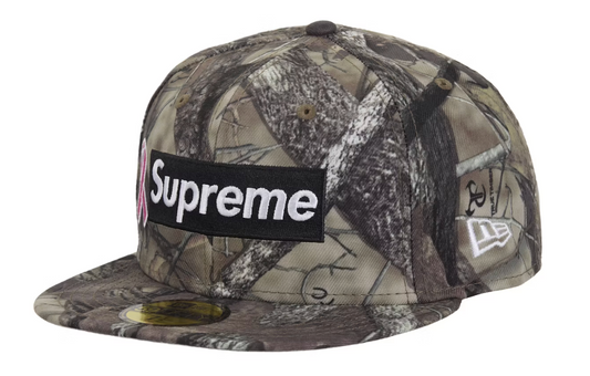 Supreme x New Era Breast Cancer Awareness Box Logo Fitted Hat Woodland Camo