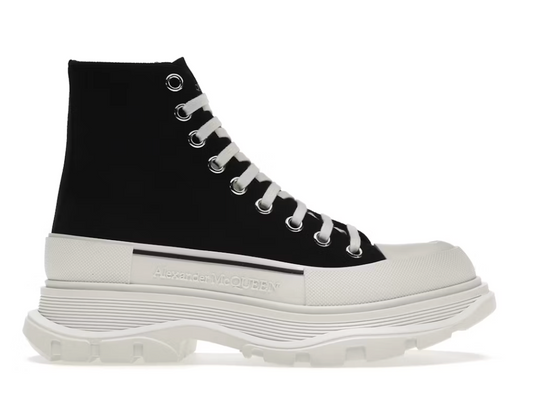 Alexander McQueen Tread Slick Lace Up Black White Boot