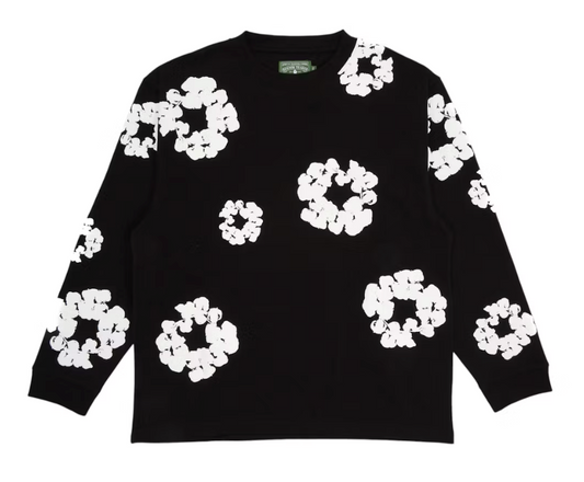 Denim Tears Long Sleeve Cotton Wreath T-shirt Black