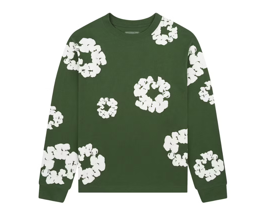 Denim Tears Long Sleeve Cotton Wreath T-shirt Green