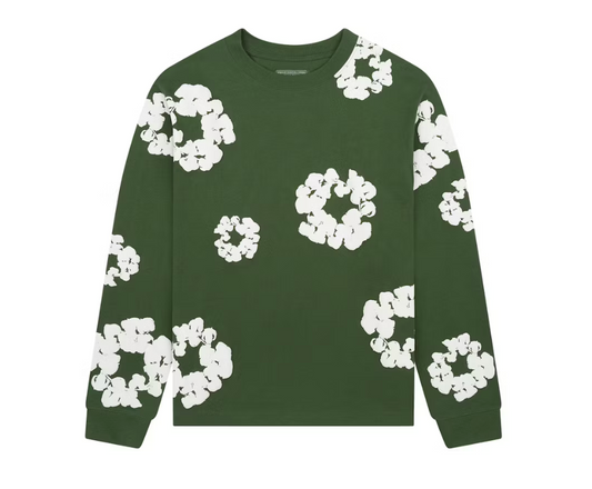 Denim Tears Long Sleeve Cotton Wreath T-shirt Green