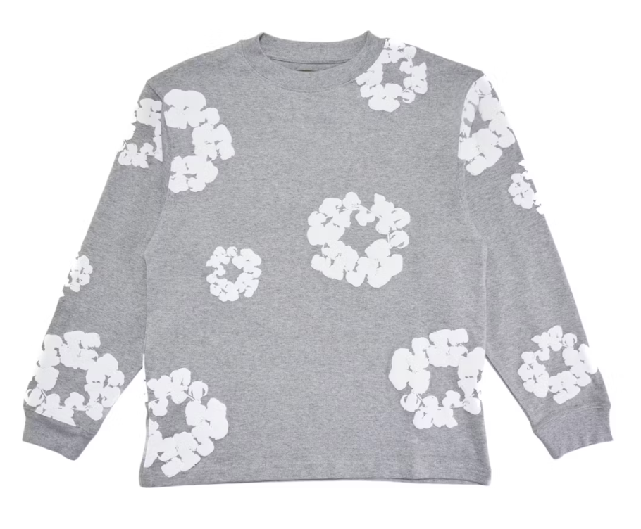 Denim Tears Long Sleeve Cotton Wreath T-shirt Grey