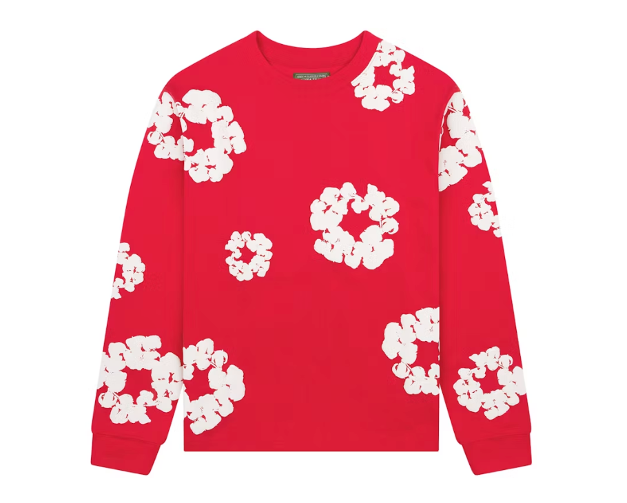Denim Tears Long Sleeve Cotton Wreath T-shirt Red