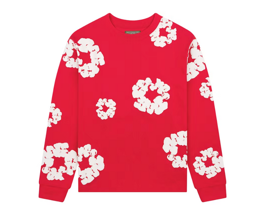 Denim Tears Long Sleeve Cotton Wreath T-shirt Red