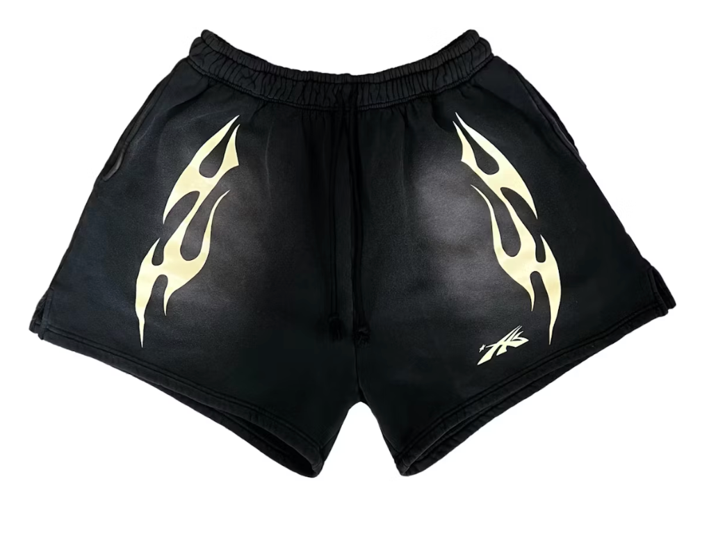 Hellstar Flame Shorts Black White