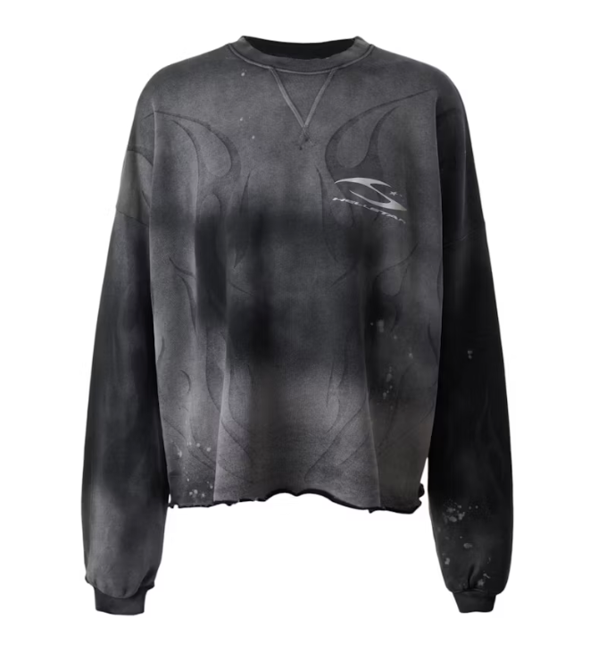 Hellstar Laser Burned Tribal Oversize Crewneck Grey