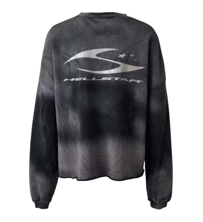 Hellstar Laser Burned Tribal Oversize Crewneck Grey