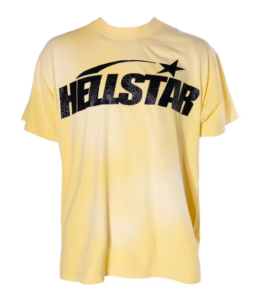 Hellstar Classic Black Glitter Logo T-Shirt Yellow