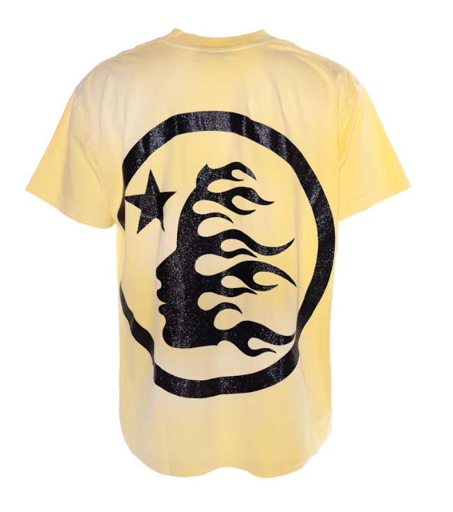 Hellstar Classic Black Glitter Logo T-Shirt Yellow