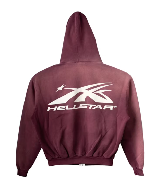 Hellstar HS Logo Zip-Up Hoodie Burgundy