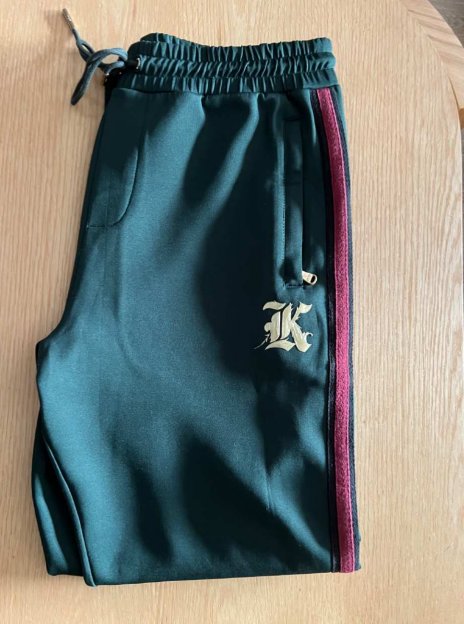 KITH Monogram Track Pants Green Burgundy Stripe