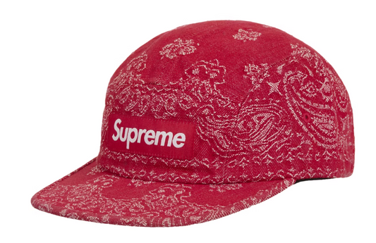 Supreme Bandana Jacquard Denim Camp Cap Red