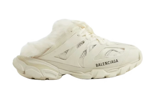 Balenciaga Track Mule Faux Fur Beige