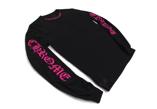 Chrome Hearts Long Sleeve Pocket Crew Hot Pink/Black