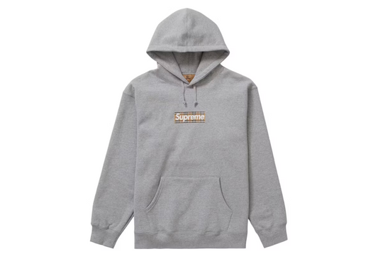 Supreme Burberry Box Logo Hoodie Grey