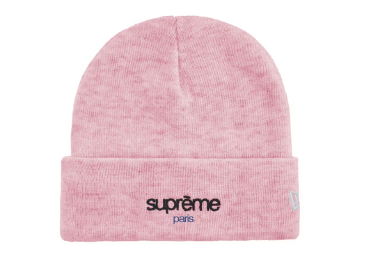 Supreme New Era Classic Logo Paris Shop Beanie Light Pink
