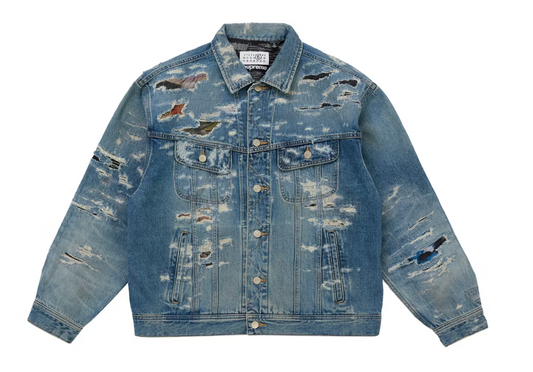 Supreme MM6 Maison Margiela Distressed Selvedge Denim Trucker Jacket Blue