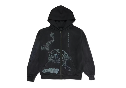 Travis Scott Cactus Jack x Fragment x Takashi Murakami Reborn Zip Hoodie Black