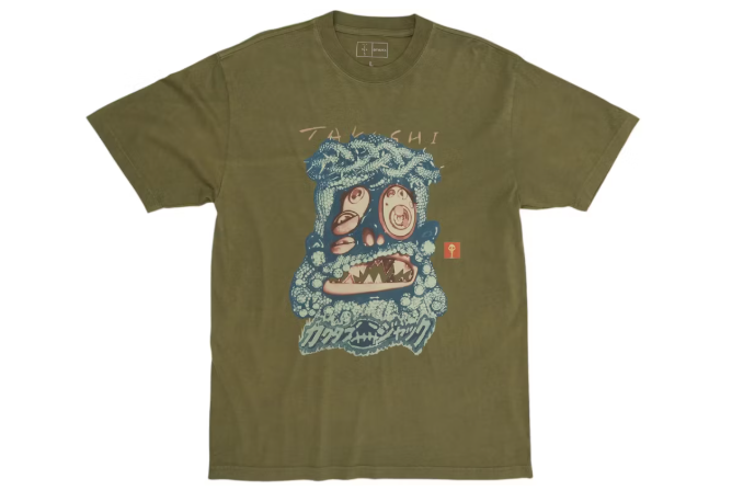 Travis Scott Cactus Jack x Takashi Murakami Melted Utopia Dream Zodiac Tee Olive