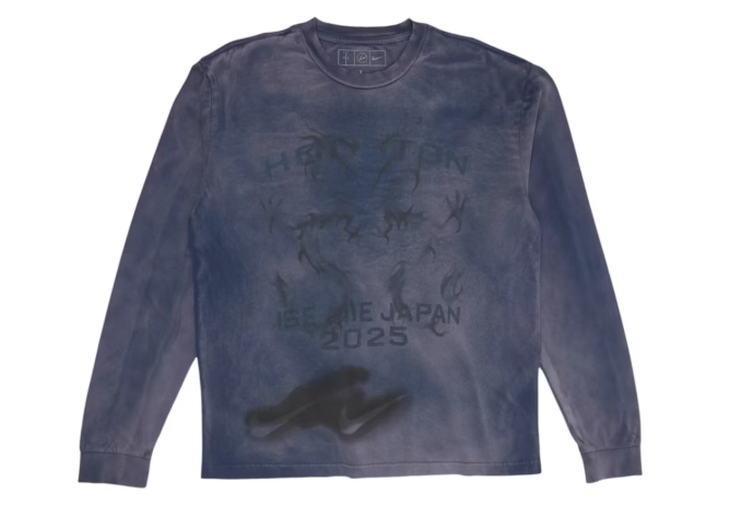 Travis Scott Cactus Jack x Fragment x Nike Houston To Ise Mie Longsleeve Washed Blue