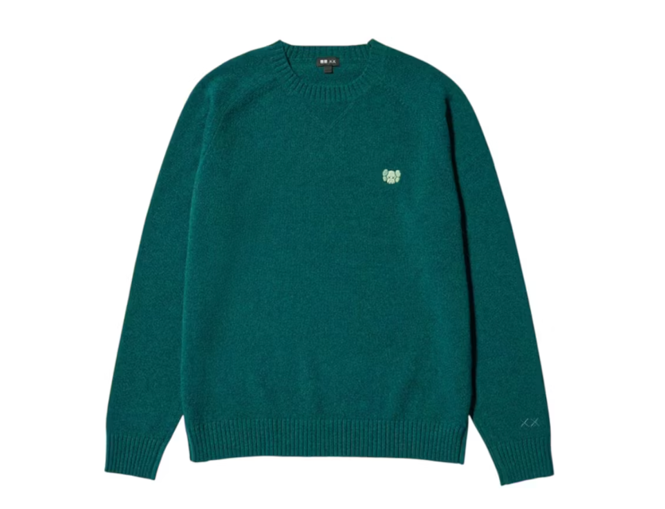 Uniqlo x KAWS Lambswool Crewneck Sweater Green
