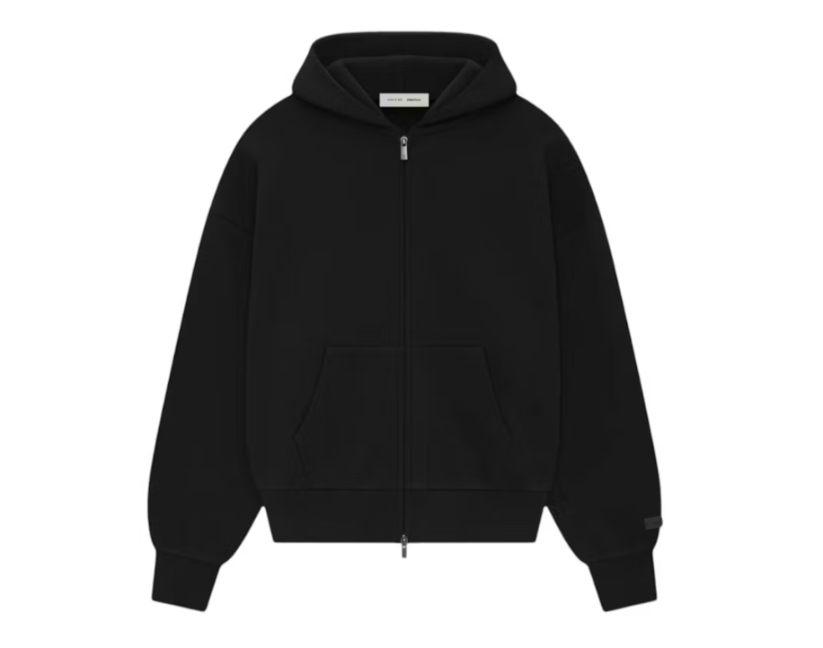 Fear of God Essentials Classic Full Zip-Up Hoodie Jet Black
