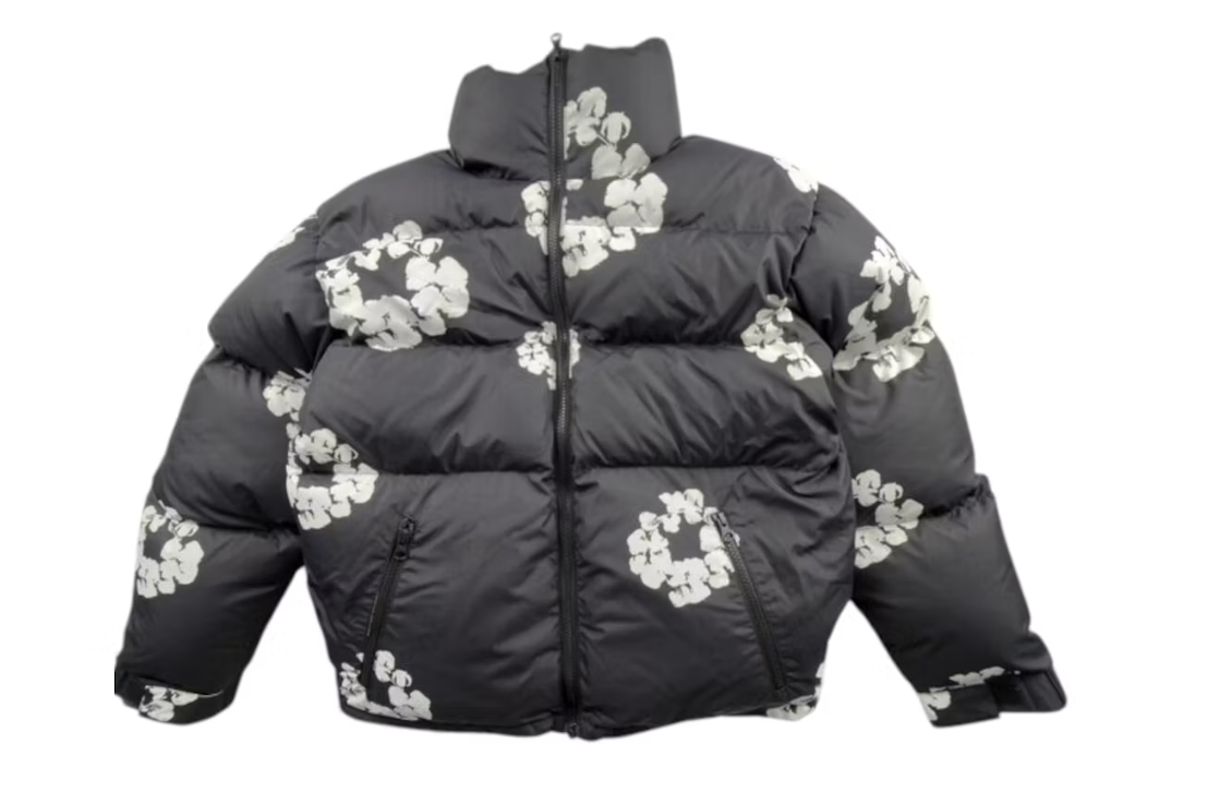 Denim Tears Cotton Wreath Puffer Jacket Black