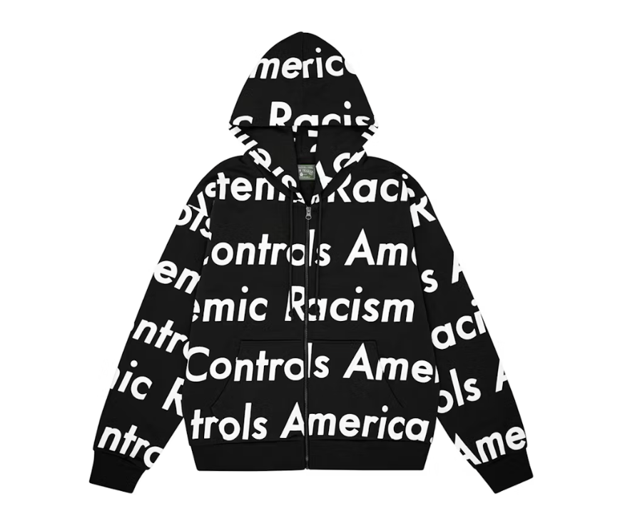 Denim Tears x Arthur Jafa Systemic Racism Controls America Zip Up Hoodie Black