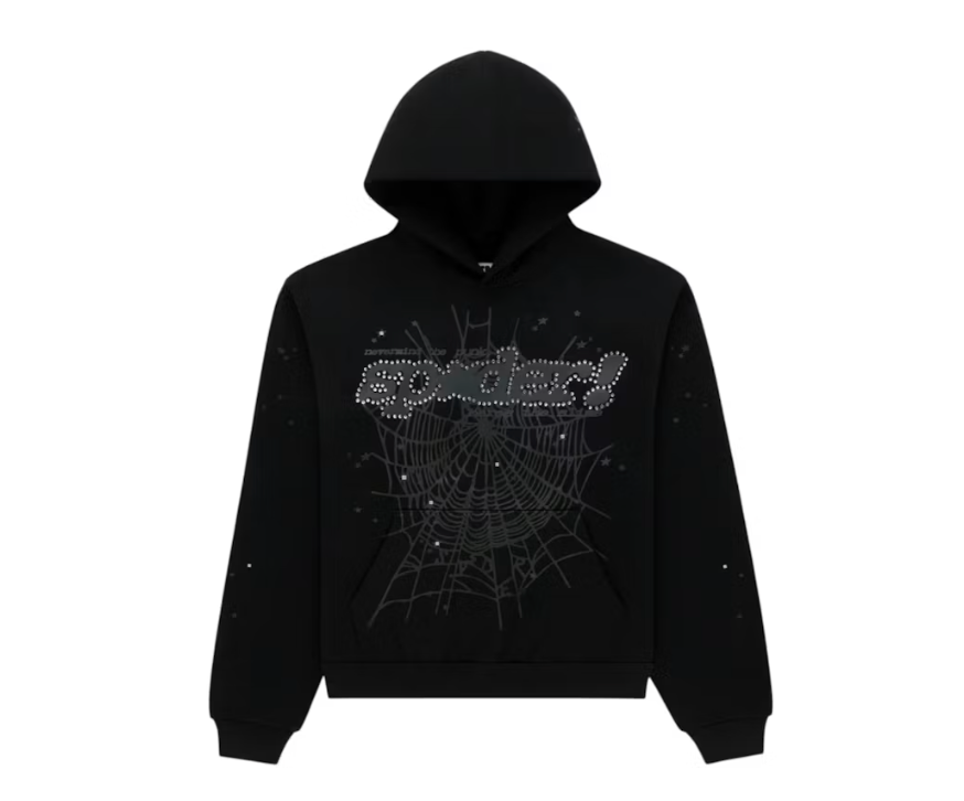Sp5der Rhinestone Punk V2 Hoodie Black