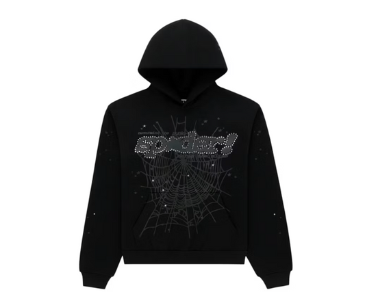 Sp5der Rhinestone Punk V2 Hoodie Black