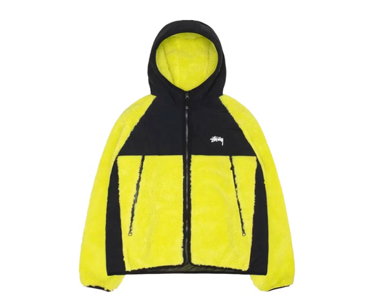 Stussy Sherpa Paneled Hooded Jacket Lime