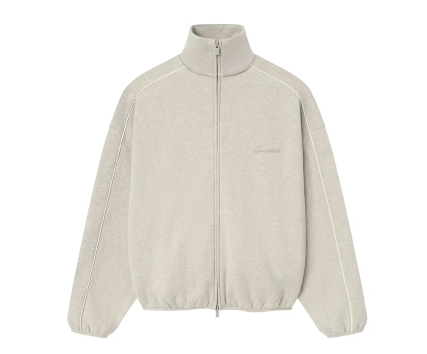 Fear of God Essentials Modern Fleece Piping Track Jacket Heather Stone/Cloud White