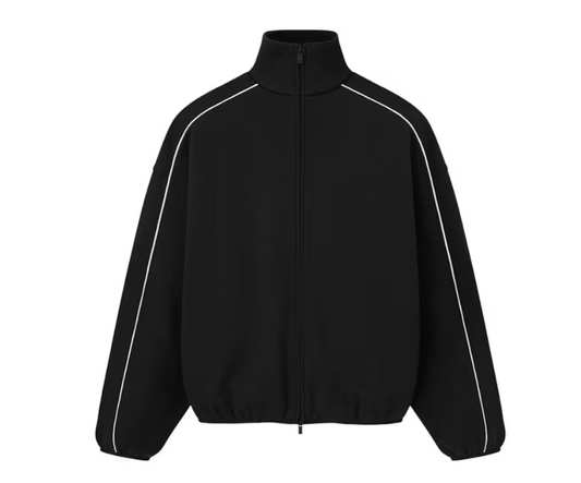 Fear of God Essentials Modern Piping Track Jacket Jet Black/Cloud White