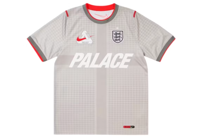 Palace x Nike England Dri-FIT Academy Pro Short Sleeve Football Top Pewter Grey/Bright Crimson