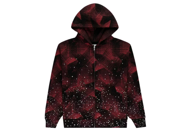 Sp5der Star Plaid Full Zip Hoodie Multicolor