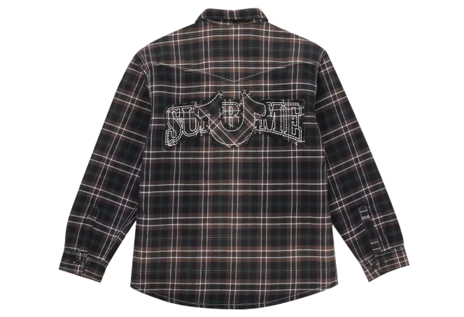 Supreme True Religion Quilted Lined Plaid Flannel Shirt Black