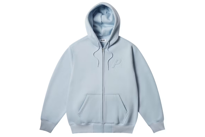 Palace Thermal Embossed P3 Zip Hood Faint Blue