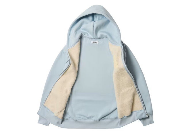 Palace Thermal Embossed P3 Zip Hood Faint Blue
