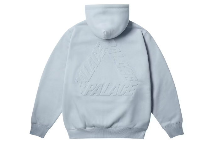 Palace Thermal Embossed P3 Zip Hood Faint Blue