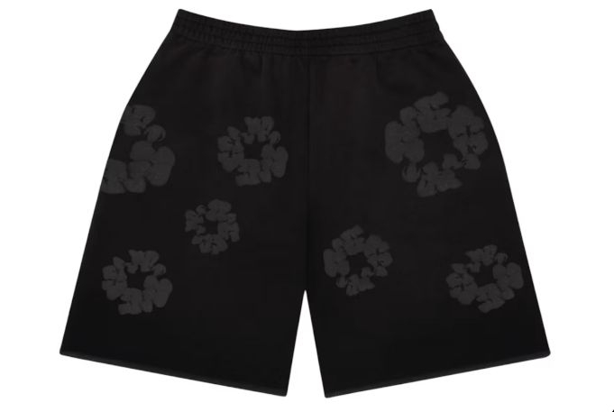 Denim Tears Faded Mono Cotton Wreath Sweatshorts Black