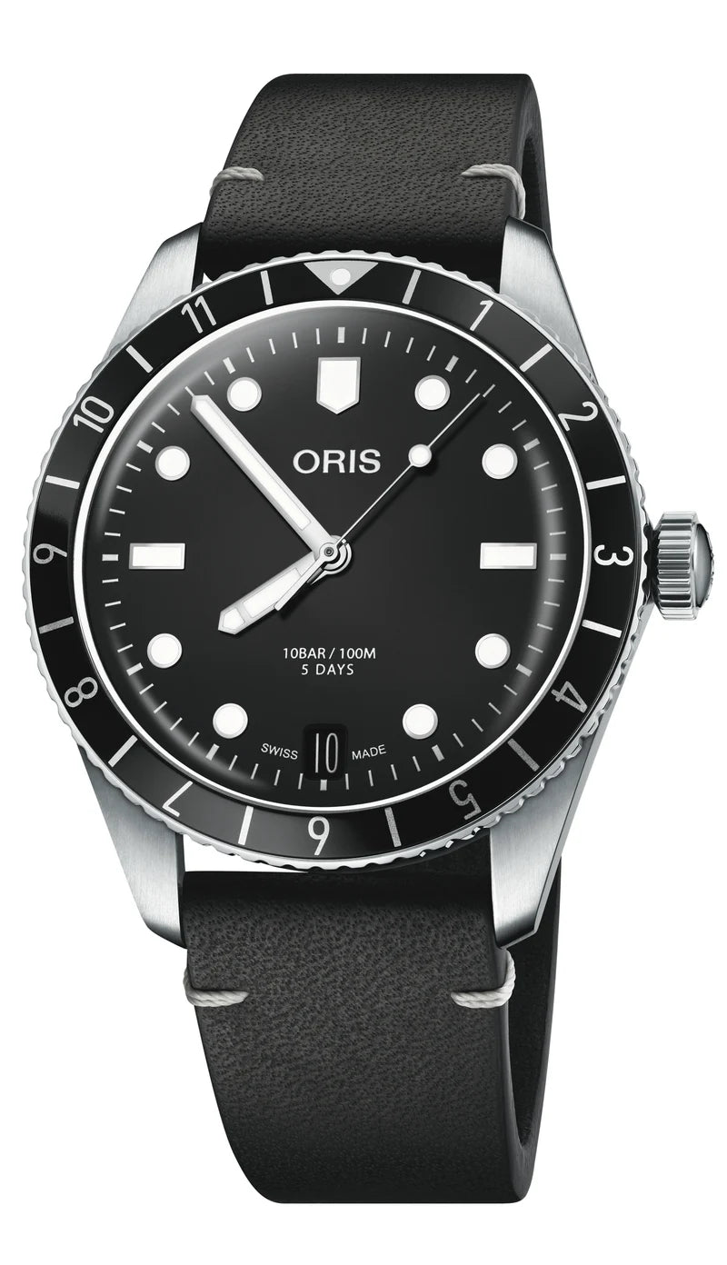 Oris Watch Divers Sixty Five 12h Cal. 400 Leather Strap Black