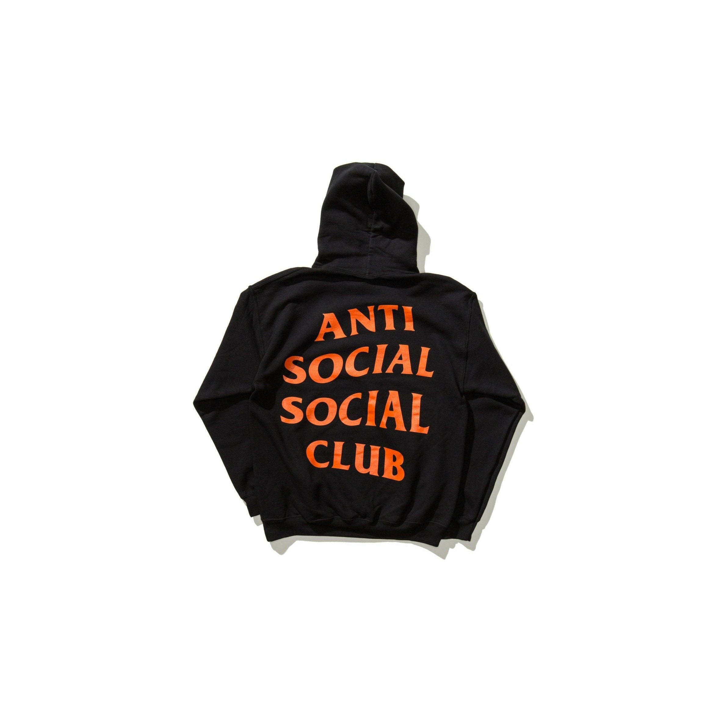 Anti social social club black and orange outlet hoodie