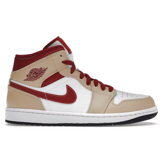 Jordan 1 Mid Light Curry Cardinal