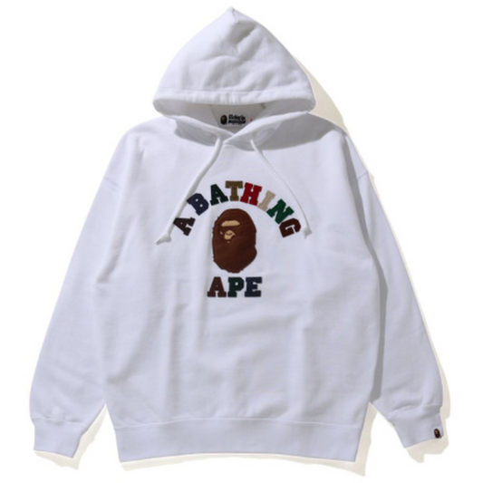 Bape w college applique oversized pullover hoodie