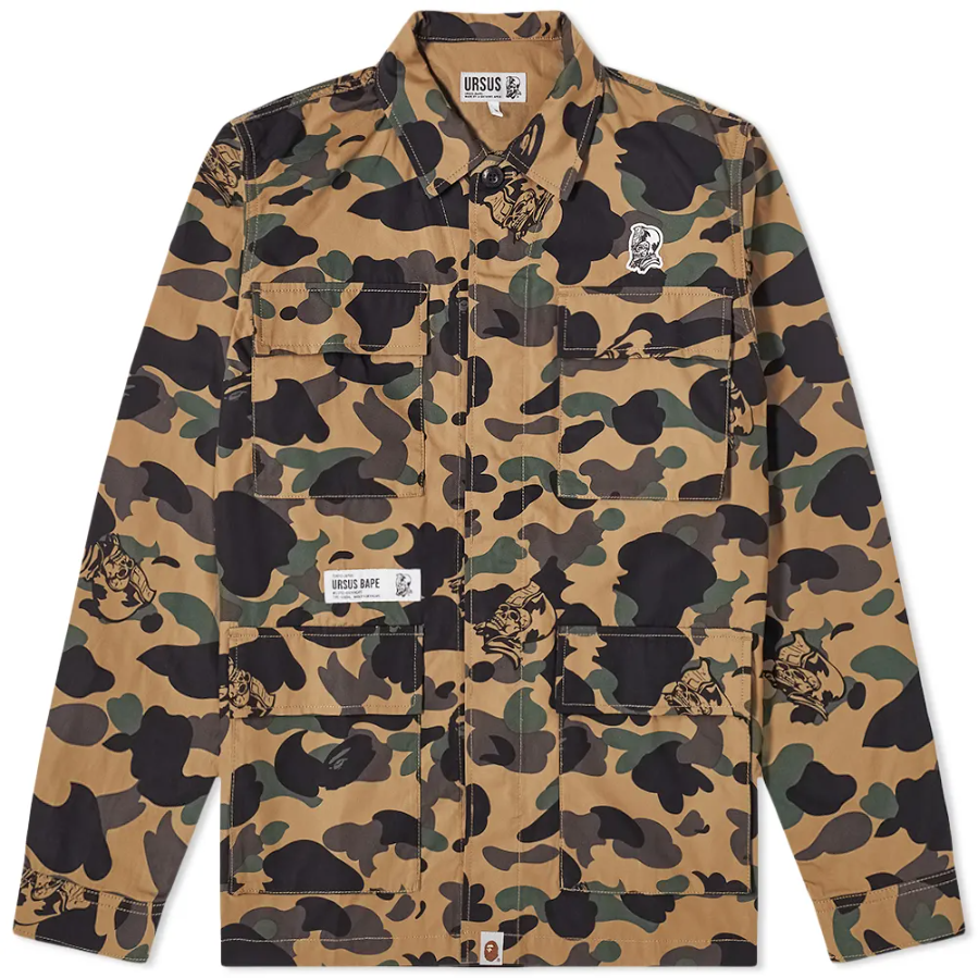 A BATHING APE URSUS MILITARY SHIRT OLIVE DRAB