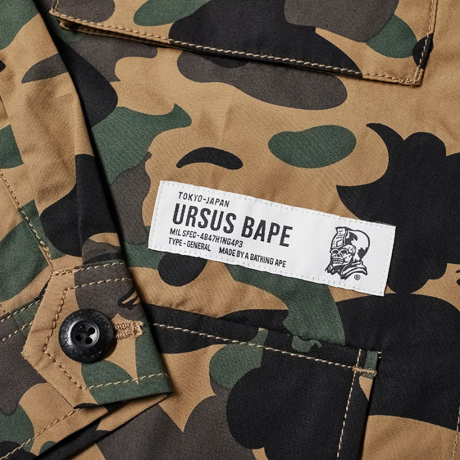 A BATHING APE URSUS MILITARY SHIRT OLIVE DRAB