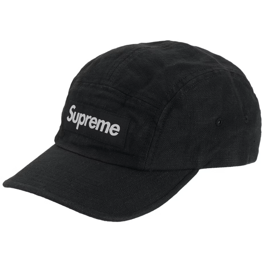 Supreme Linen Fitted Camp Cap Black