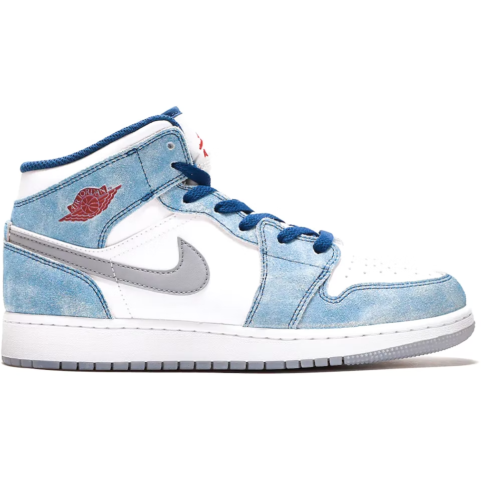 Jordan 1 Mid French Blue Fire Red (GS)