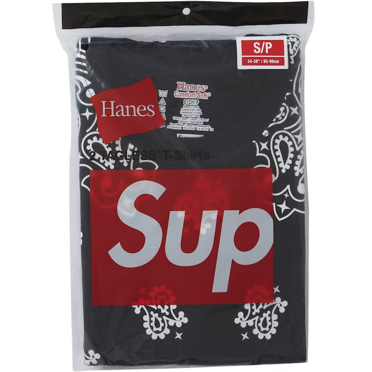 Supreme Hanes Bandana Tagless Tees (2 Pack) Black